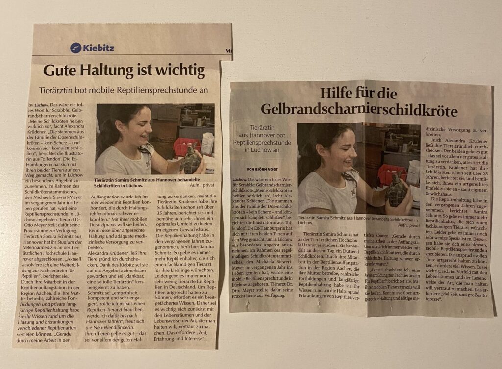 Reptilien-Sprechstunde in Lüchow | Kiebitz | Mobile Tierarztpraxis für Reptilien Samira Schmitz | Hannover |